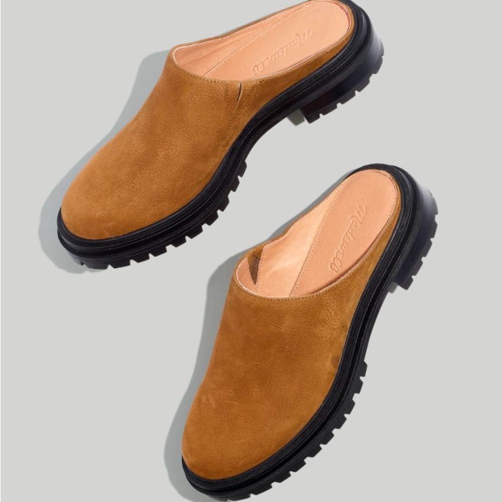 Madewell the Bradley suede nubuck lug sole mules clogs